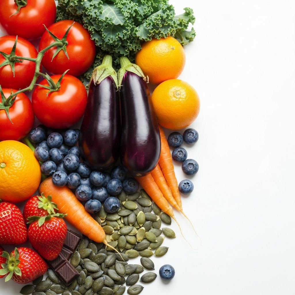 Array of natural nutrient-rich foods